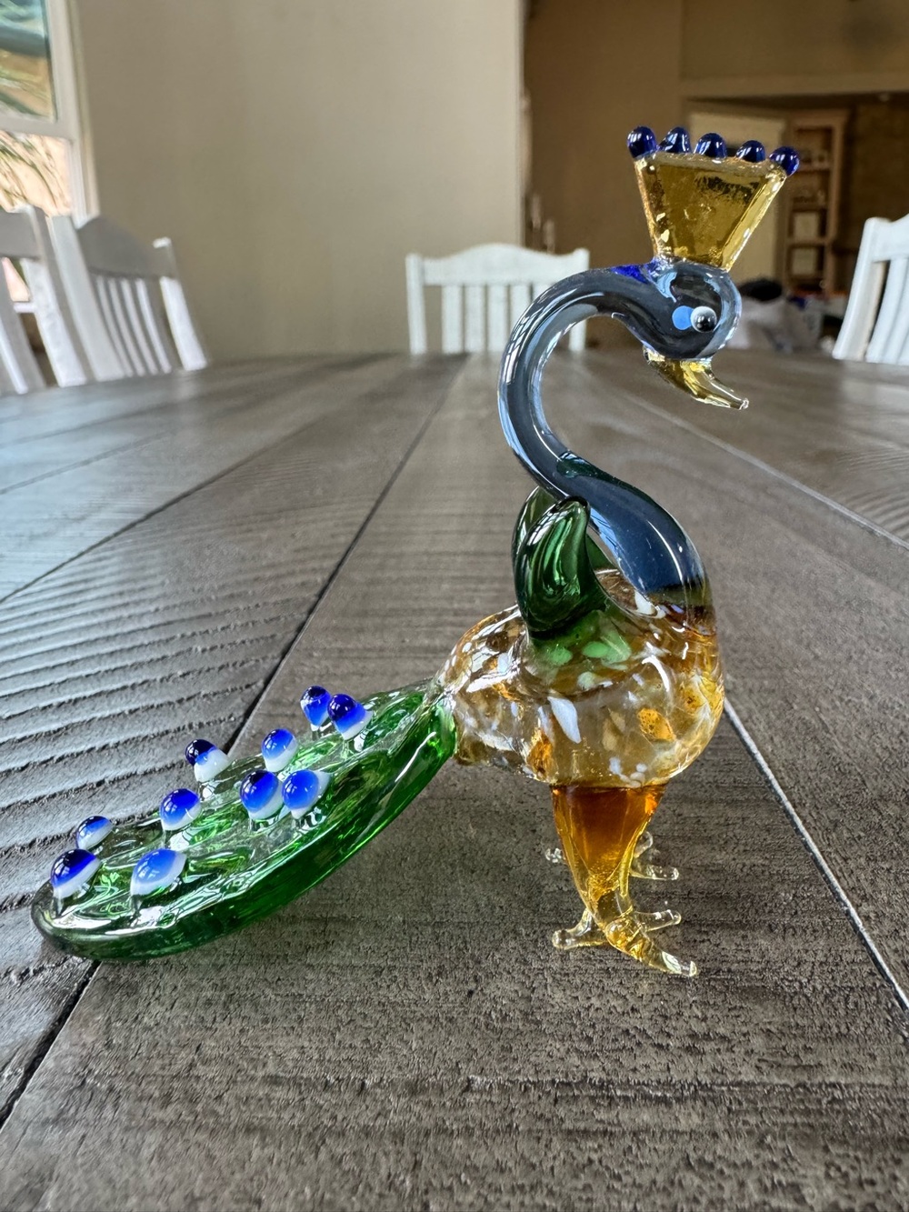 Pier 1 Imports Handmade - Handblown Art Glass Peacock Figurine
